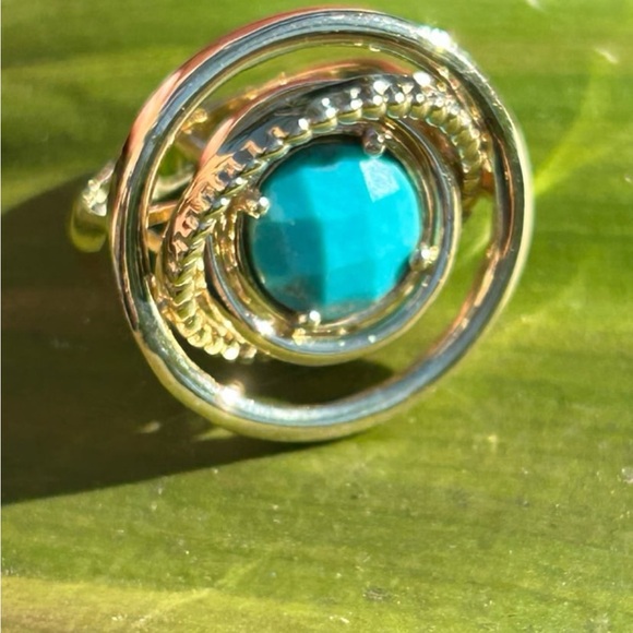 Gems en Vogue Michael Valitutti “NH” Palladium Silver Turquoise Ring size 7 - Picture 5 of 13